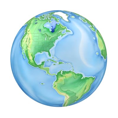 Watercolor Painting Of Planet Earth With Blue Continents And Green Oceans The Americas Are In The Center Isolated On White Background 29 6041