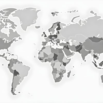 World Map With Countries In Different Shades Of Gray The Background Is Gray The Map Is Centered And The Countries Are Well Defined 17 75c1