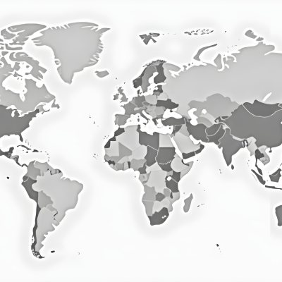 World Map With Countries In Different Shades Of Gray The Background Is Gray The Map Is Centered And The Countries Are Well Defined 18 F2a9