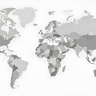 World Map With Countries In Different Shades Of Gray The Background Is Gray The Map Is Centered And The Countries Are Well Defined 19 B47c
