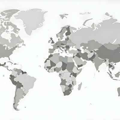 World Map With Countries In Different Shades Of Gray The Background Is Gray The Map Is Centered And The Countries Are Well Defined 20 B858
