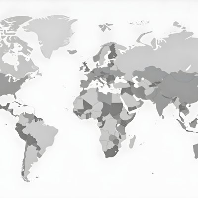 World Map With Countries In Different Shades Of Gray The Background Is Gray The Map Is Centered And The Countries Are Well Defined 22 E8e9