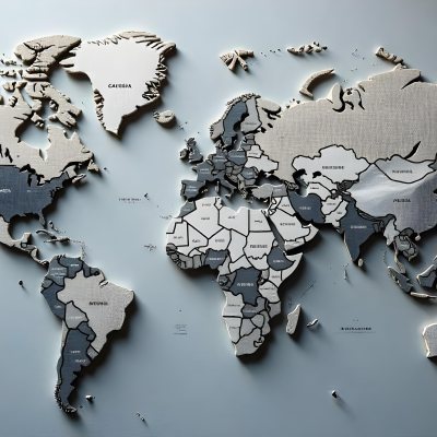 World Map With Countries In Different Shades Of Gray The Background Is Gray The Map Is Centered And The Countries Are Well Defined 4 1539