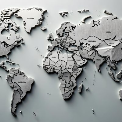 World Map With Countries In Different Shades Of Gray The Background Is Gray The Map Is Centered And The Countries Are Well Defined 5 B9ae