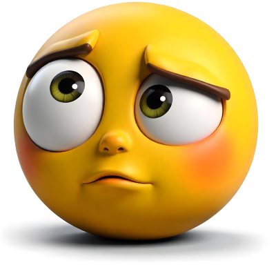 Yellow Emoji With Big Eyes And Thick Eyebrows Looking To The Left Small Mouth White Background 10 4694