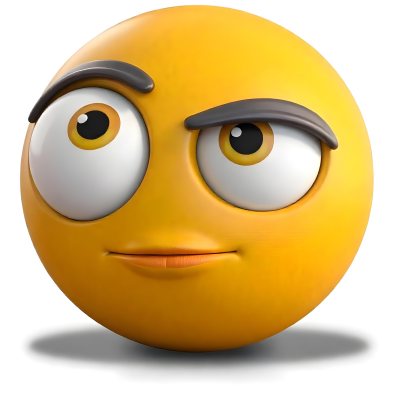 Yellow Emoji With Big Eyes And Thick Eyebrows Looking To The Left Small Mouth White Background 13 40ba