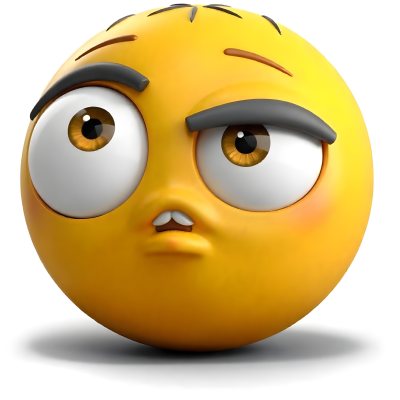 Yellow Emoji With Big Eyes And Thick Eyebrows Looking To The Left Small Mouth White Background 15 Ef28