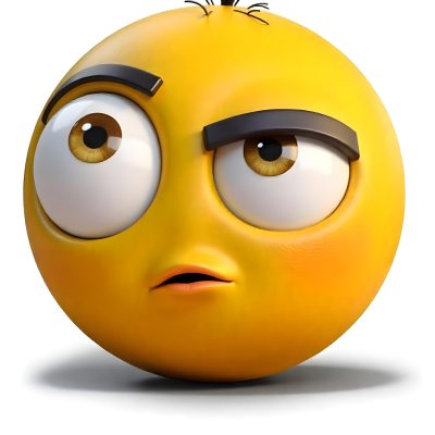 Yellow Emoji With Big Eyes And Thick Eyebrows Looking To The Left Small Mouth White Background 2 6603