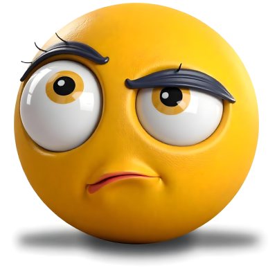 Yellow Emoji With Big Eyes And Thick Eyebrows Looking To The Left Small Mouth White Background 3 E21d