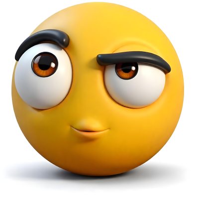 Yellow Emoji With Big Eyes And Thick Eyebrows Looking To The Left Small Mouth White Background 5 Bf73