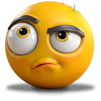 Yellow Emoji With Big Eyes And Thick Eyebrows Looking To The Left Small Mouth White Background 7 Aeef