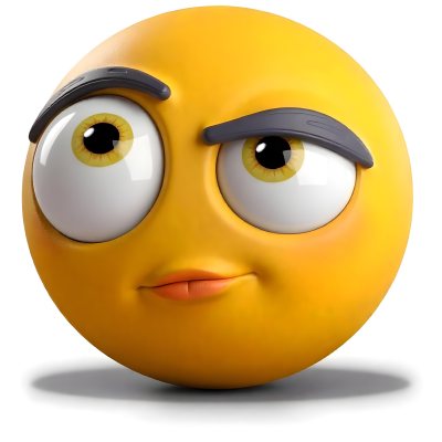 Yellow Emoji With Big Eyes And Thick Eyebrows Looking To The Left Small Mouth White Background 9 1828