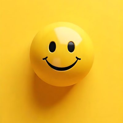 Yellow Smiley Face With Black Eyes And Mouth On A Black Background 10 508b