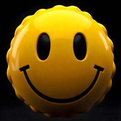 Yellow Smiley Face With Black Eyes And Mouth On A Black Background 14 Ce3c