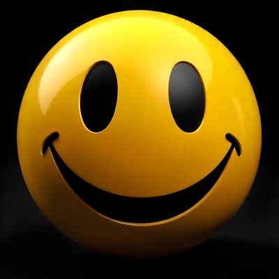 Yellow Smiley Face With Black Eyes And Mouth On A Black Background 17 5e54