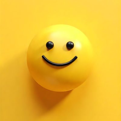 Yellow Smiley Face With Black Eyes And Mouth On A Black Background 18 269f