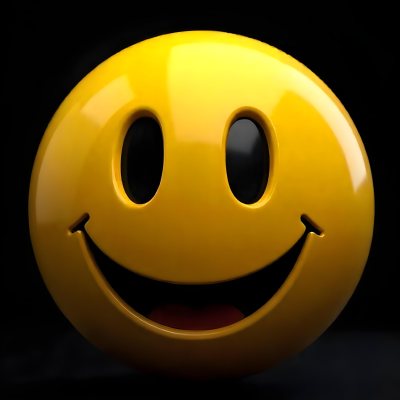 Yellow Smiley Face With Black Eyes And Mouth On A Black Background 19 4cfe