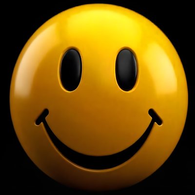 Yellow Smiley Face With Black Eyes And Mouth On A Black Background 2 3614