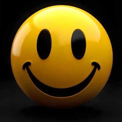 Yellow Smiley Face With Black Eyes And Mouth On A Black Background 20 0d81