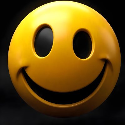 Yellow Smiley Face With Black Eyes And Mouth On A Black Background 25 Ac82