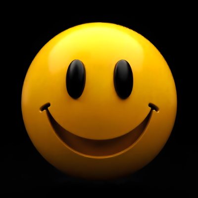 Yellow Smiley Face With Black Eyes And Mouth On A Black Background 26 3b24