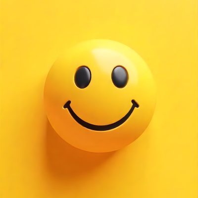 Yellow Smiley Face With Black Eyes And Mouth On A Black Background 8 80d7