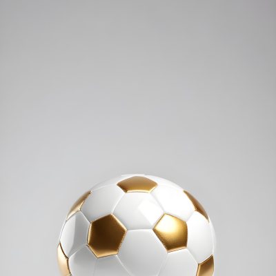 White Soccer Ball With Golden Pentagons Shiny Studio Shot Centered Isolated On White Background 1 1bc7
