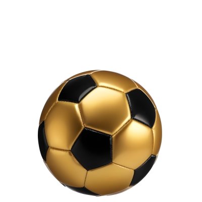 White Soccer Ball With Golden Pentagons Shiny Studio Shot Centered Isolated On White Background 11 0752
