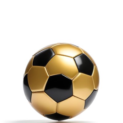 White Soccer Ball With Golden Pentagons Shiny Studio Shot Centered Isolated On White Background 3 D44a