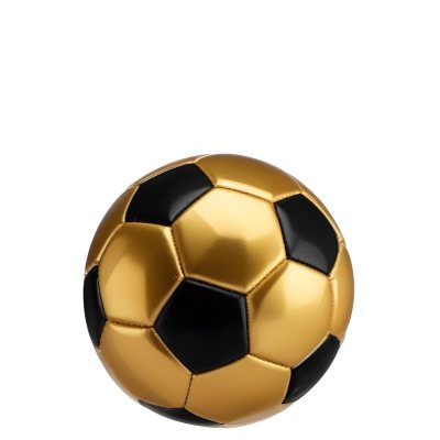 White Soccer Ball With Golden Pentagons Shiny Studio Shot Centered Isolated On White Background 6 50cb