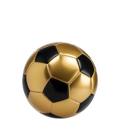 White Soccer Ball With Golden Pentagons Shiny Studio Shot Centered Isolated On White Background 7 5e75
