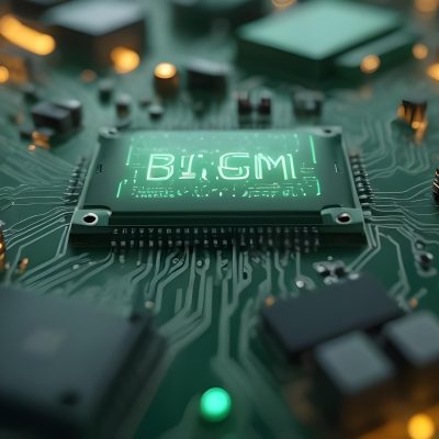 3d Model A Close Up Of A Green Computer Chip With The Word Bicism Written On It Circuit Board With Glowing Elements Bokeh Lights In The Background Figure Octane Render Volumetric Highly Detailed Videogame Aesthet 9 9aca