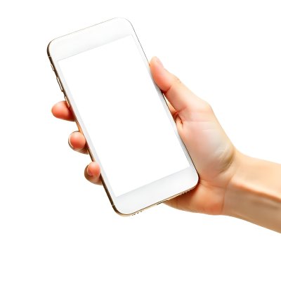 A Fair Skinned Hand Holding A White Smartphone With A Blank Black Screen Isolated On A Black Background 17 D81c
