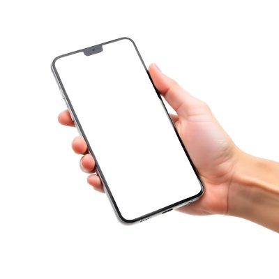 A Fair Skinned Hand Holding A White Smartphone With A Blank Black Screen Isolated On A Black Background 19 Ada9