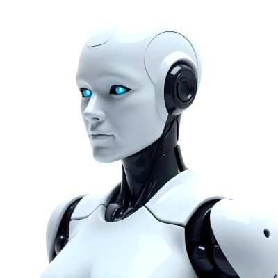 A White Humanoid Robot With Blue Eyes Metallic Details And A Sleek Design Isolated On A White Background 3 D635