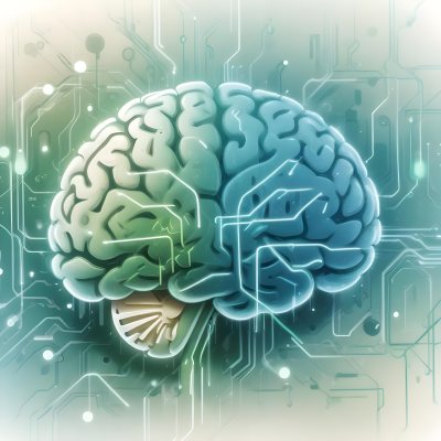 Digital Painting A Brain With The Left Hemisphere In White And Green And The Right Hemisphere In Green On A Circuit Board With A Smartphone Bold And Slim Lines Brush Strokes 10 49a5