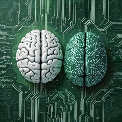 Digital Painting A Brain With The Left Hemisphere In White And Green And The Right Hemisphere In Green On A Circuit Board With A Smartphone Bold And Slim Lines Brush Strokes 14 A3a2