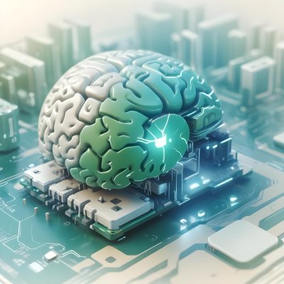 Digital Painting A Brain With The Left Hemisphere In White And Green And The Right Hemisphere In Green On A Circuit Board With A Smartphone Bold And Slim Lines Brush Strokes 24 D888