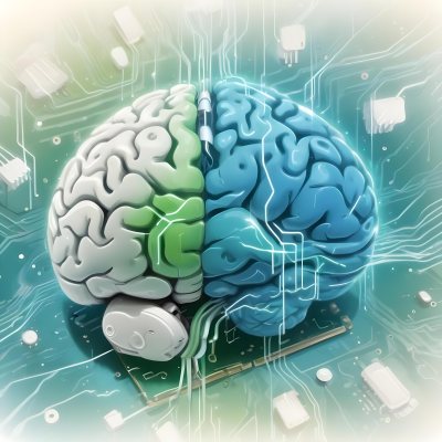 Digital Painting A Brain With The Left Hemisphere In White And Green And The Right Hemisphere In Green On A Circuit Board With A Smartphone Bold And Slim Lines Brush Strokes 54 34c3