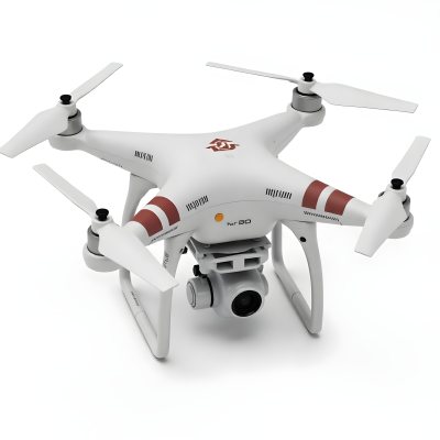 Red Dji Phantom Drone With White Stripes Camera Attached On A White Background 18 A31d