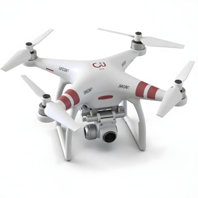 Red Dji Phantom Drone With White Stripes Camera Attached On A White Background 24 Aa32