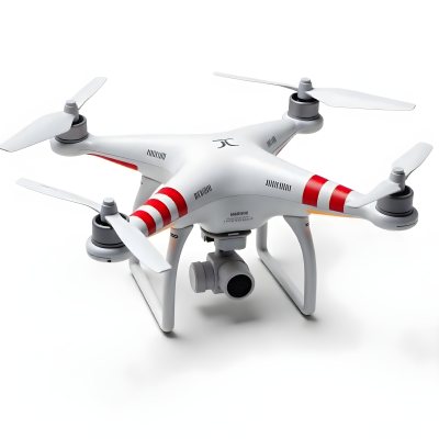 Red Dji Phantom Drone With White Stripes Camera Attached On A White Background 8 166e