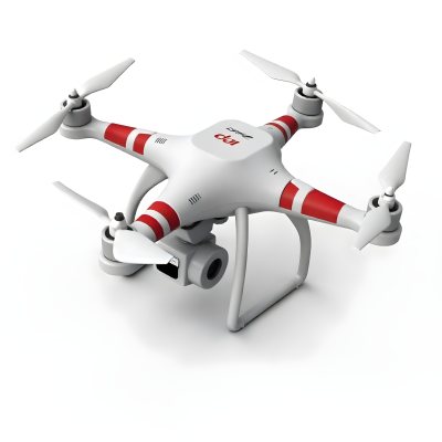Red Dji Phantom Drone With White Stripes Camera Attached On A White Background 9 F990