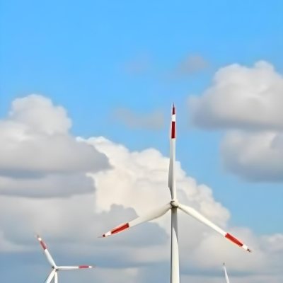 Wind Turbines With White Tips Under A Red Sky With White Clouds Generating Clean Energy In A Rural Environment 1 864d