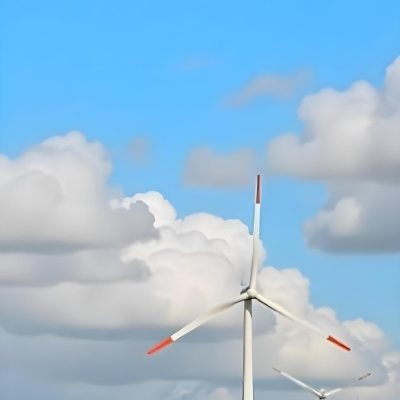 Wind Turbines With White Tips Under A Red Sky With White Clouds Generating Clean Energy In A Rural Environment 2 Aef2