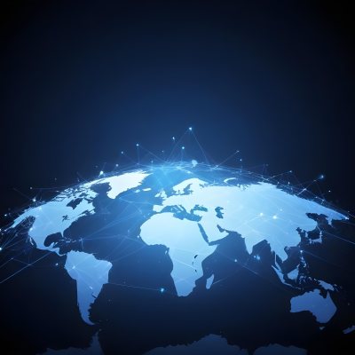 World Map With Interconnected Dots And Lines Representing Global Network Communication And Technology Set Against A Dark Blue Background Modern And Futuristic Design 11 2d6c