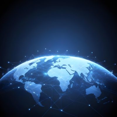 World Map With Interconnected Dots And Lines Representing Global Network Communication And Technology Set Against A Dark Blue Background Modern And Futuristic Design 20 73e9