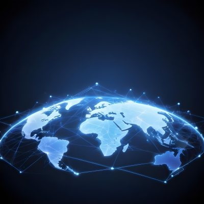 World Map With Interconnected Dots And Lines Representing Global Network Communication And Technology Set Against A Dark Blue Background Modern And Futuristic Design 7 F0f0