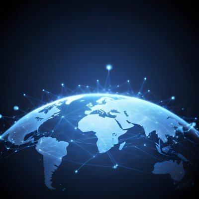 World Map With Interconnected Dots And Lines Representing Global Network Communication And Technology Set Against A Dark Blue Background Modern And Futuristic Design 8 181b
