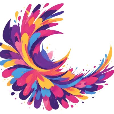 A Colorful Bird With Vibrant Feathers In Shades Of Purple Pink Orange And Yellow The Bird Has A Simple Stylized Design With Abstract Patterns And Shapes Forming Its Plumage The Background Is Plain White 58 F599